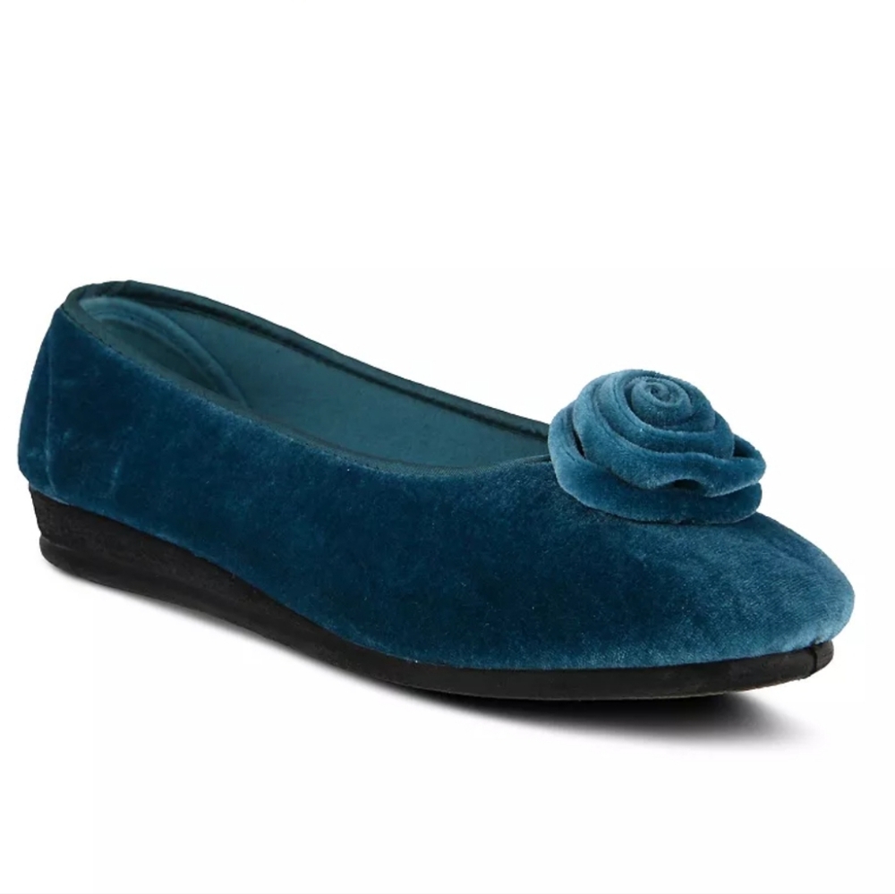 NEW Flexus by Spring Step Roseloud Ballet Flats, Size 39/8.5 US, Color Teal